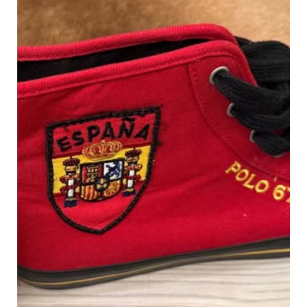 Polo 67 España Red Canvas High Top Sneakers Lace-Up Casual Shoes - Picture 4 of 7